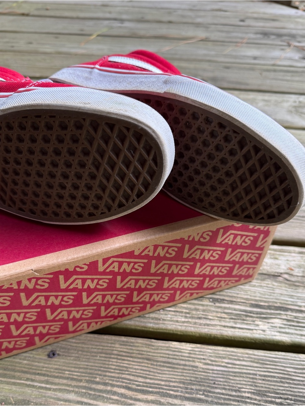 Vans Red White High-Top Canvas Sneakers size Men’s 9.5 Hi skateboarding style - Picture 5 of 6